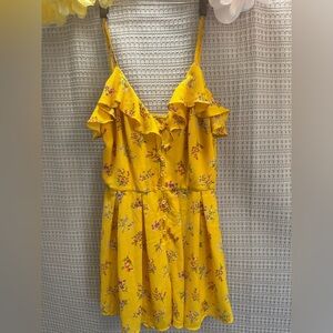 Trac Yellow Floral Romper with Ruffle Straps